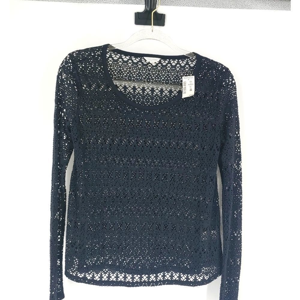 Aéropostale Top Women's Small Black Crochet Open Weave Y2K 90s